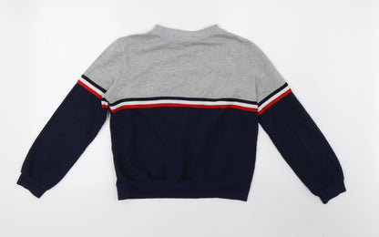 Womens Grey Striped  Pullover Sweatshirt Size L