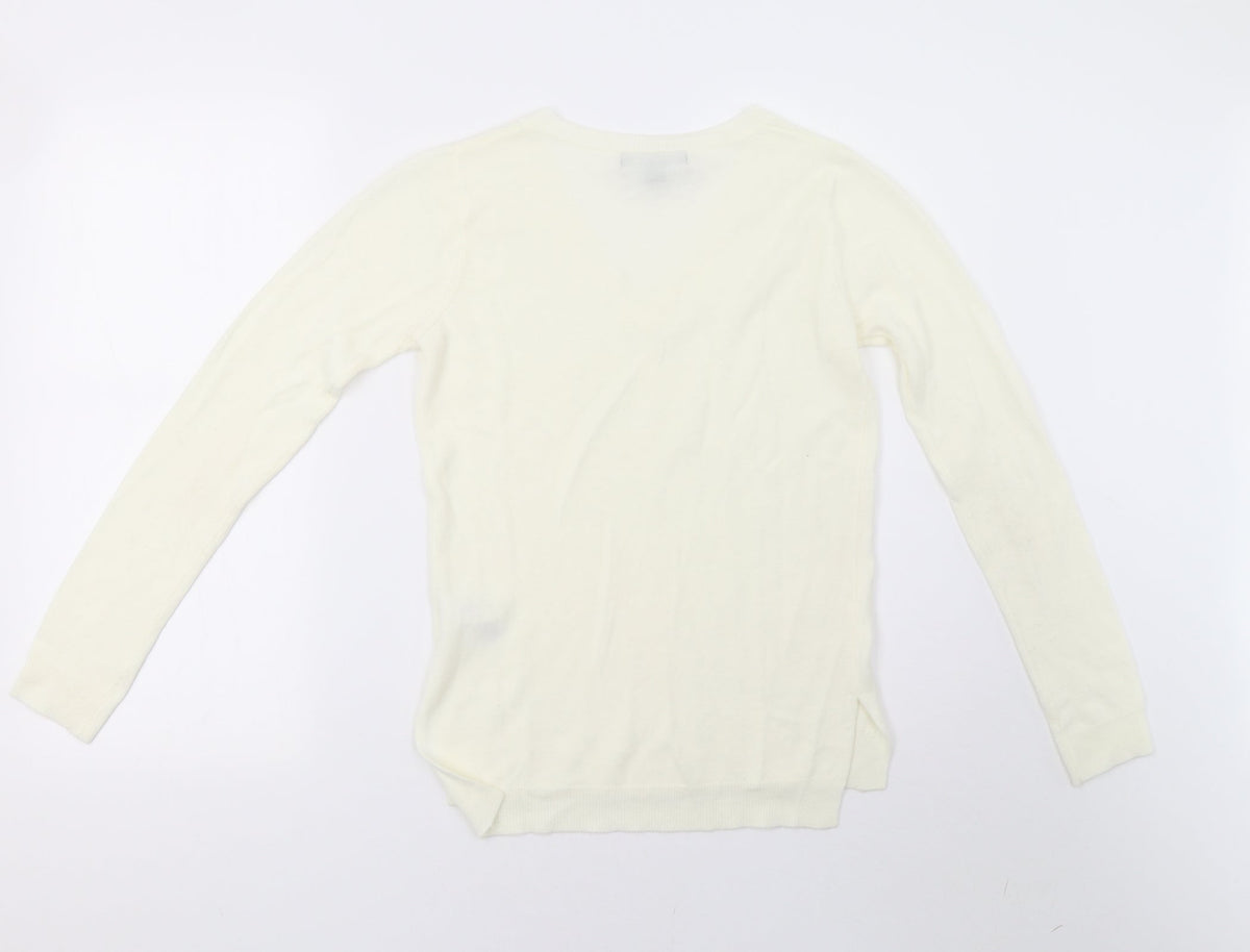 Primark Womens White  Knit Pullover Sweatshirt Size 6