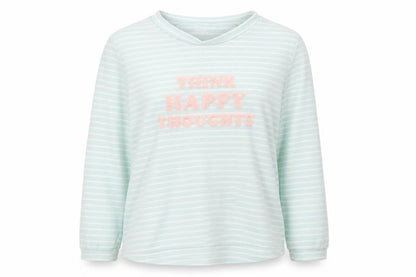 Primark Womens Green Striped   Pyjama Top Size S