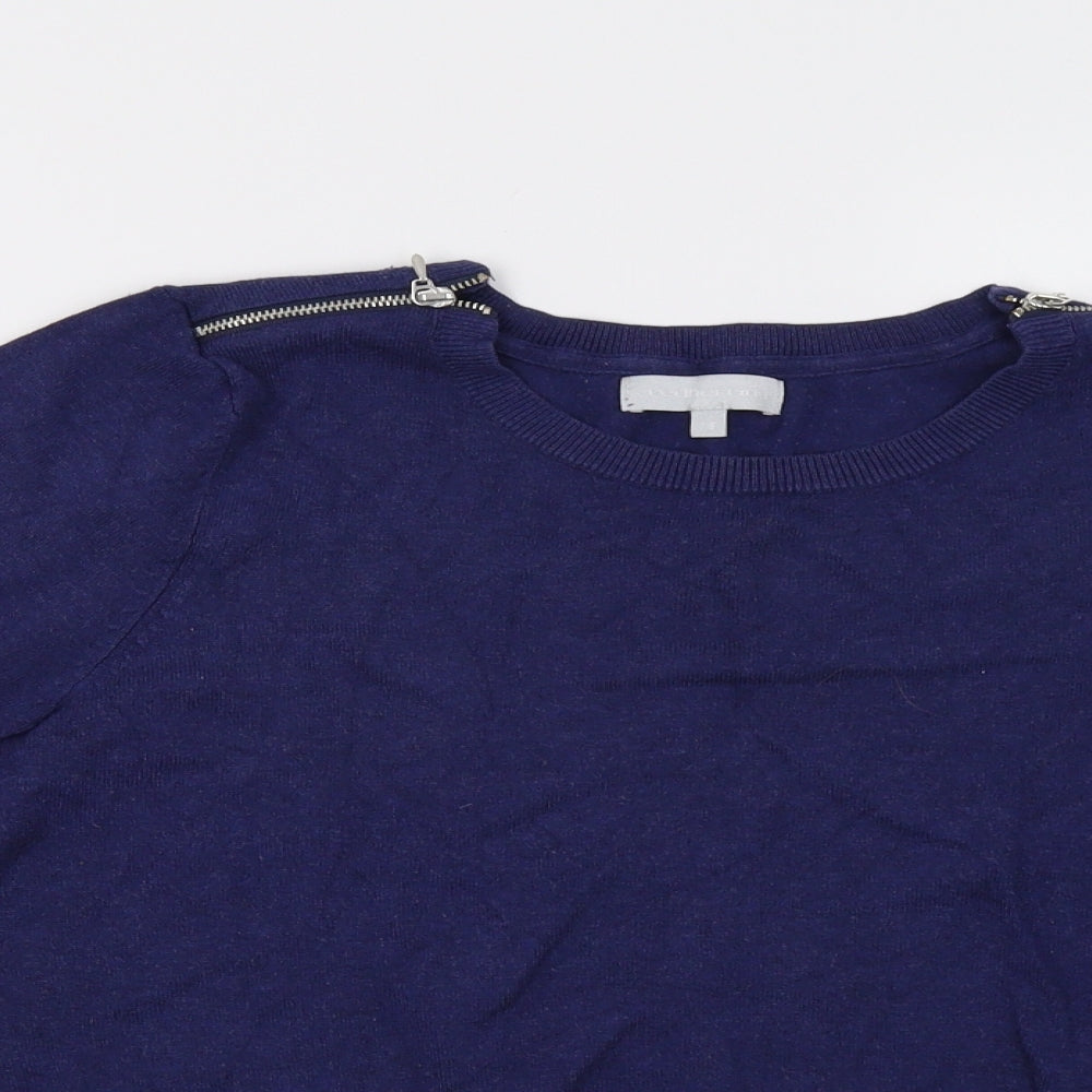 Close-up detail of Red Herring women’s blue pullover sweatshirt, size UK 16