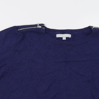 Close-up detail of Red Herring women’s blue pullover sweatshirt, size UK 16