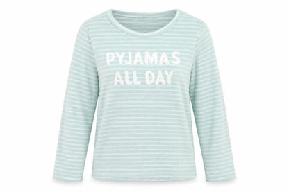 Primark Womens Green Striped   Pyjama Top Size 8