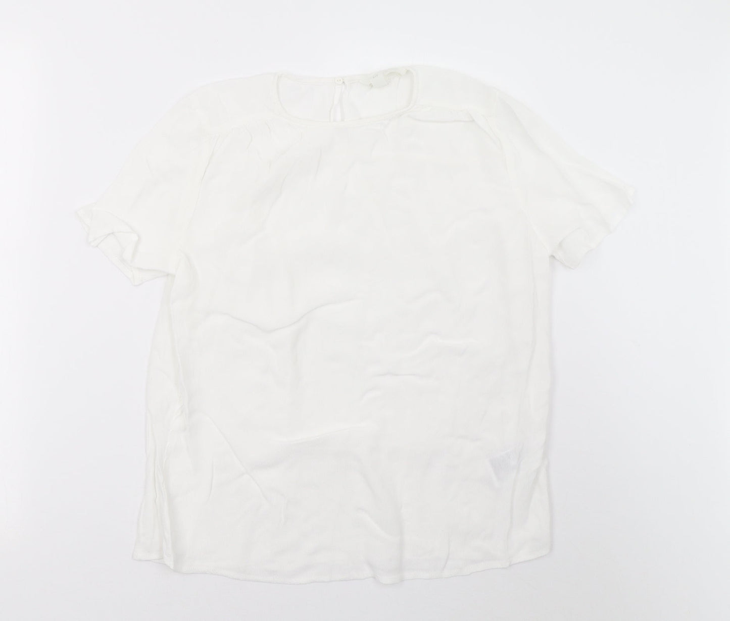 Womens UK Size 8 H&M White Basic T-Shirt