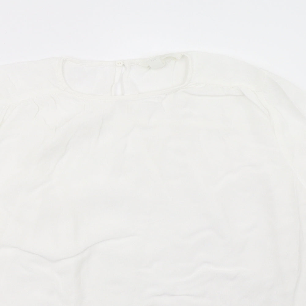 Womens UK Size 8 H&M White Basic T-Shirt