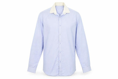 Mens UK Size 16 t&w Blue  Button-Up Long Sleeve Casual Shirt