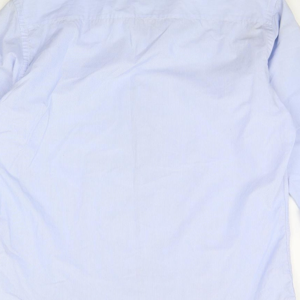 t&w Mens Blue Striped   Button-Up Size 16