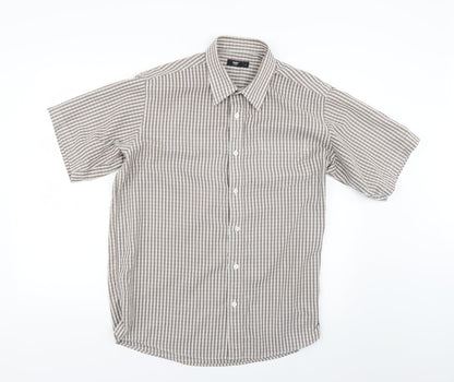 Mens UK Size L Cotton Traders Beige  Button-Up Short Sleeve Casual Shirt