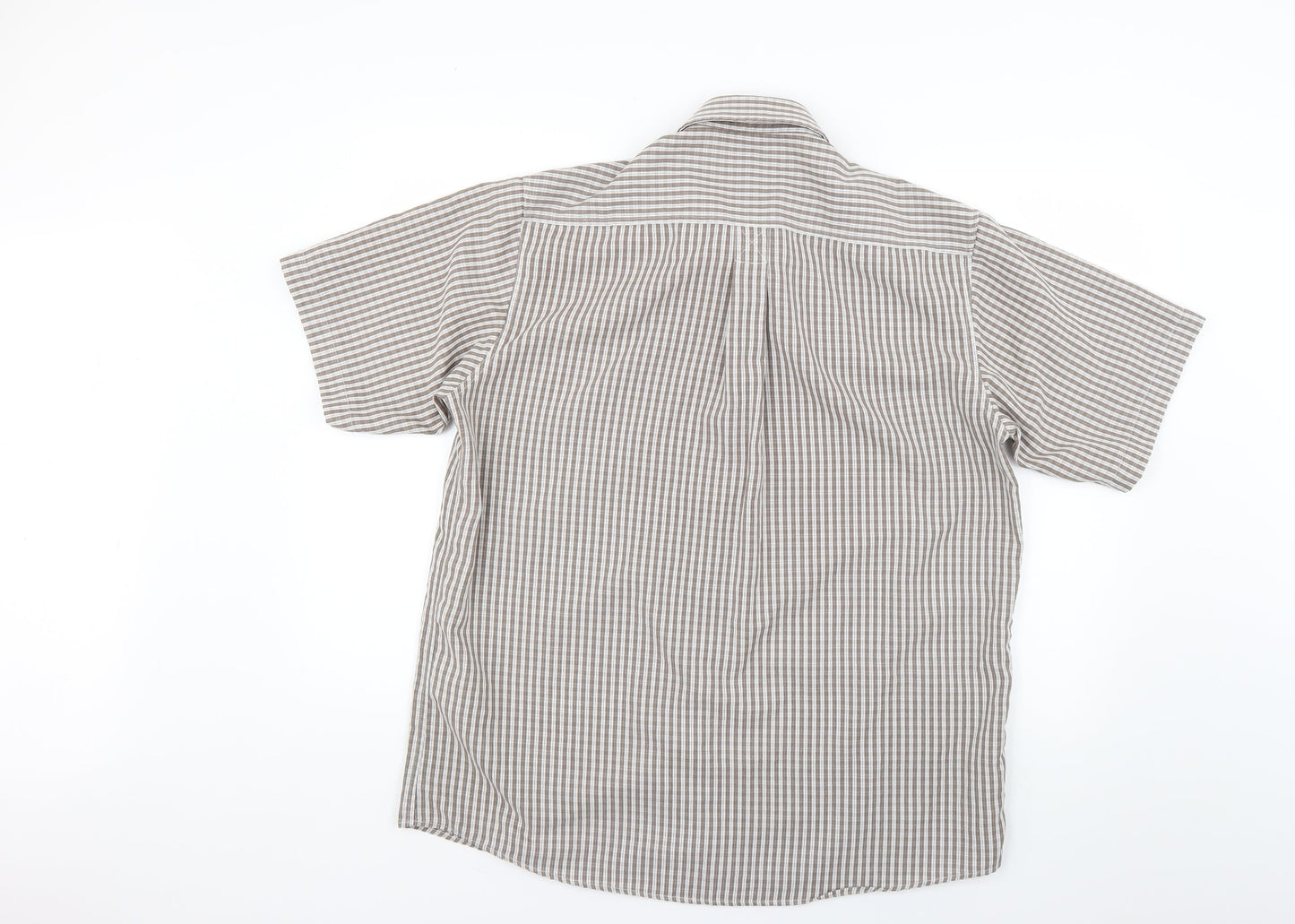 Mens UK Size L Cotton Traders Beige  Button-Up Short Sleeve Casual Shirt