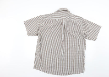 Mens UK Size L Cotton Traders Beige  Button-Up Short Sleeve Casual Shirt