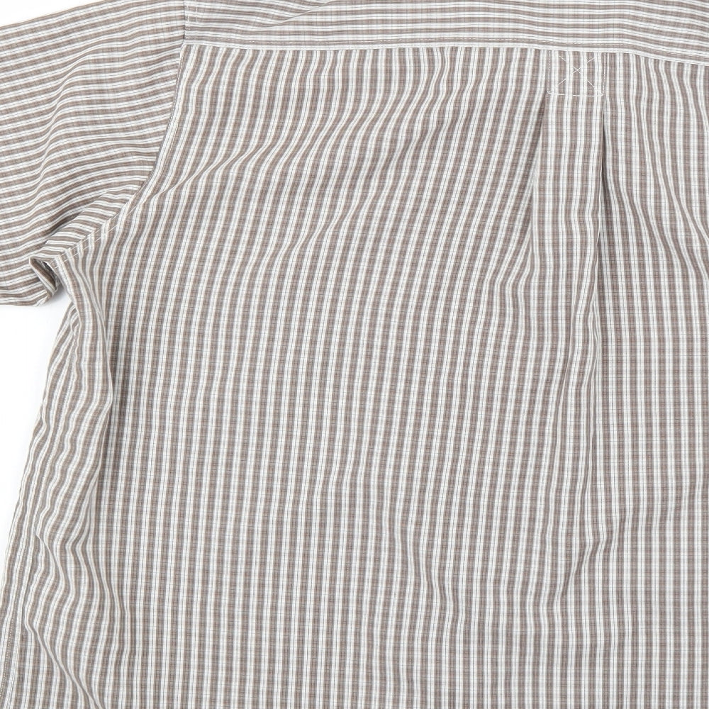 Mens UK Size L Cotton Traders Beige  Button-Up Short Sleeve Casual Shirt