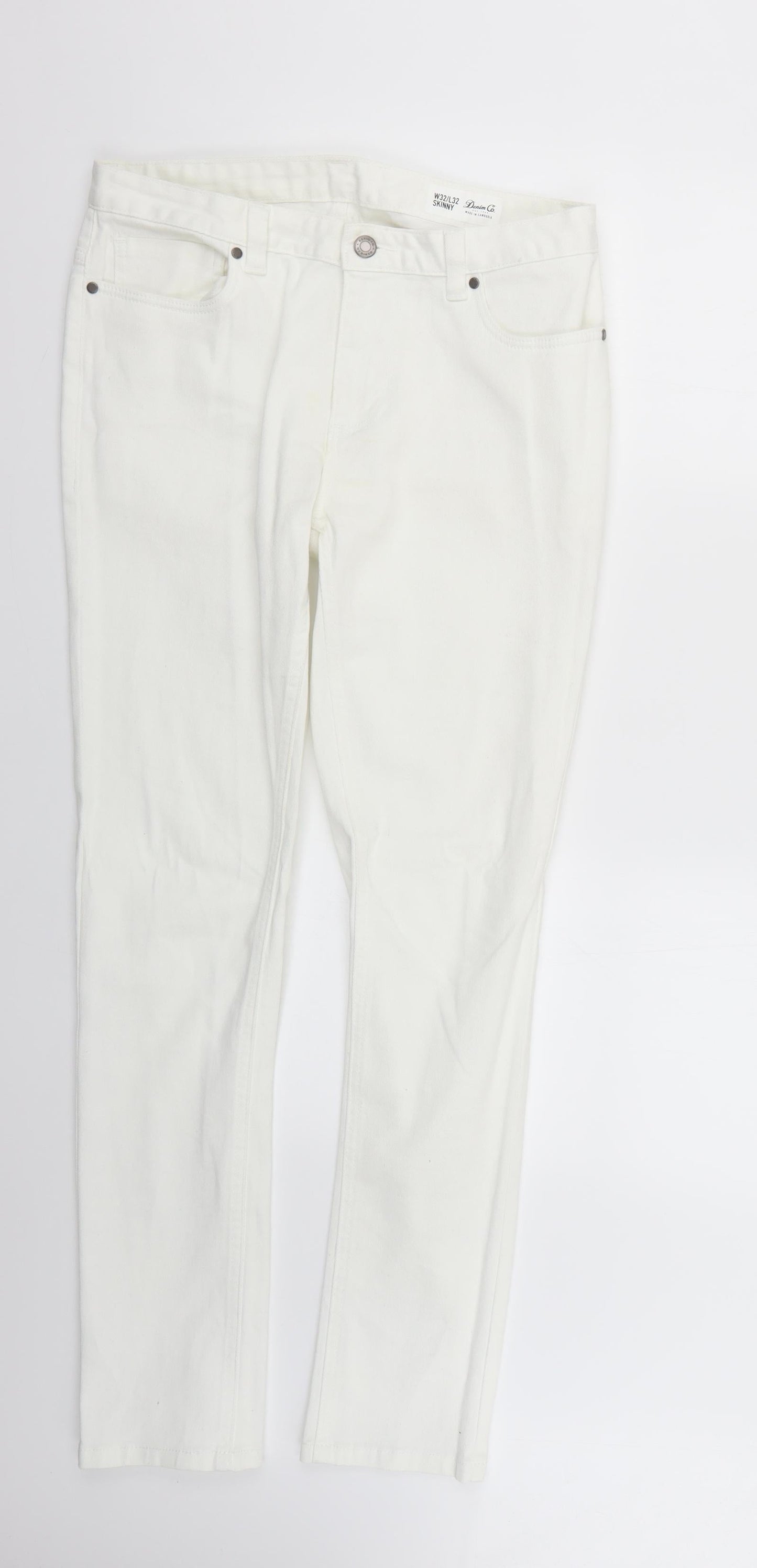 Denim & Co. Womens White   Skinny Jeans Size 32 L29 in