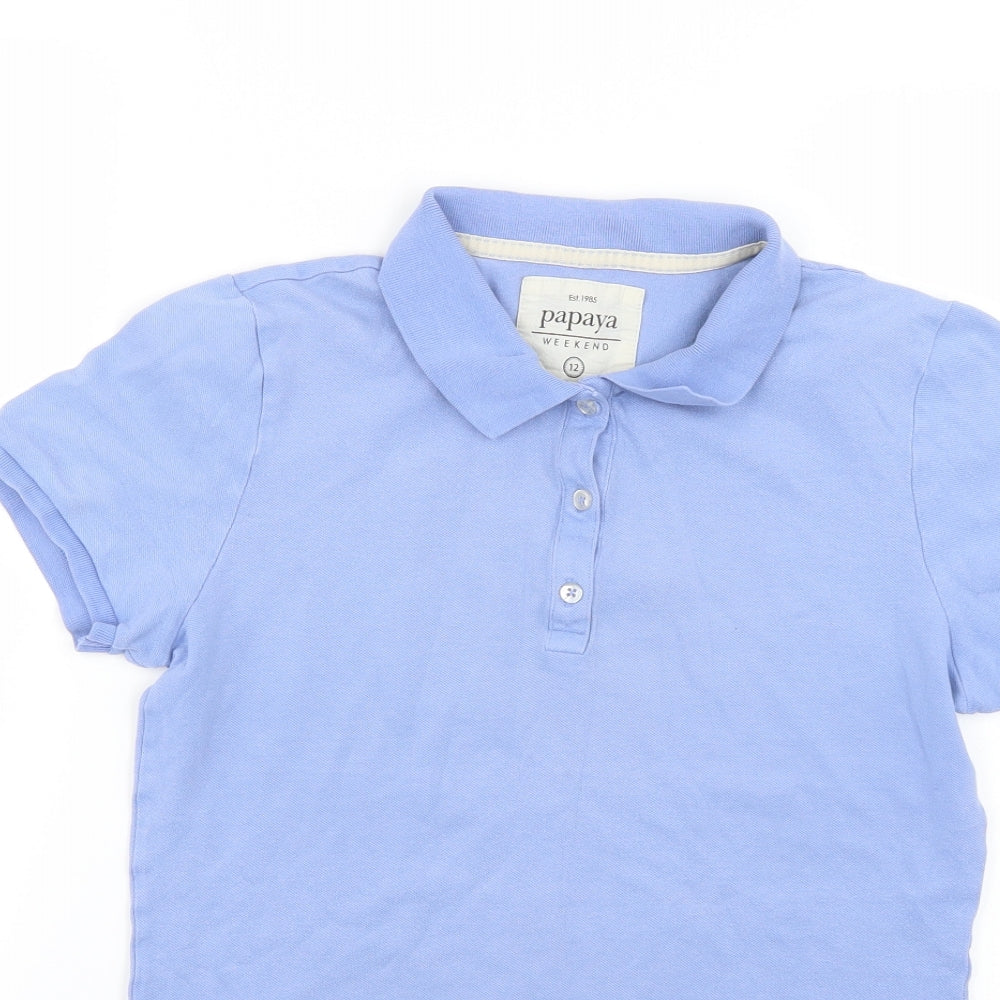 Womens UK Size 12 Matalan Blue Basic Polo
