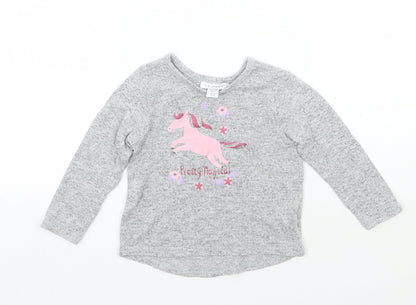 Primark Girls Grey Floral  Basic T-Shirt Size 12-18 Months