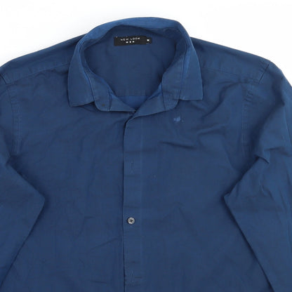 Mens UK Size M Newlook Blue  Button-Up Long Sleeve Casual Shirt