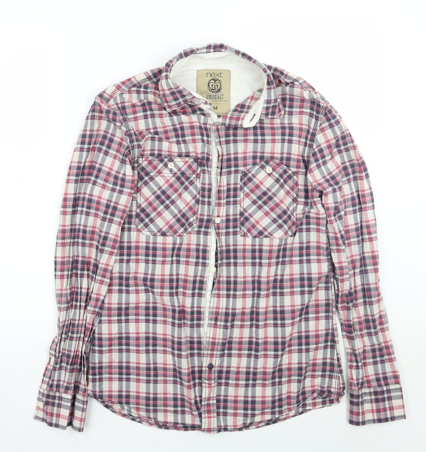 Mens UK Size M NEXT Pink  Button-Up Long Sleeve Casual Shirt