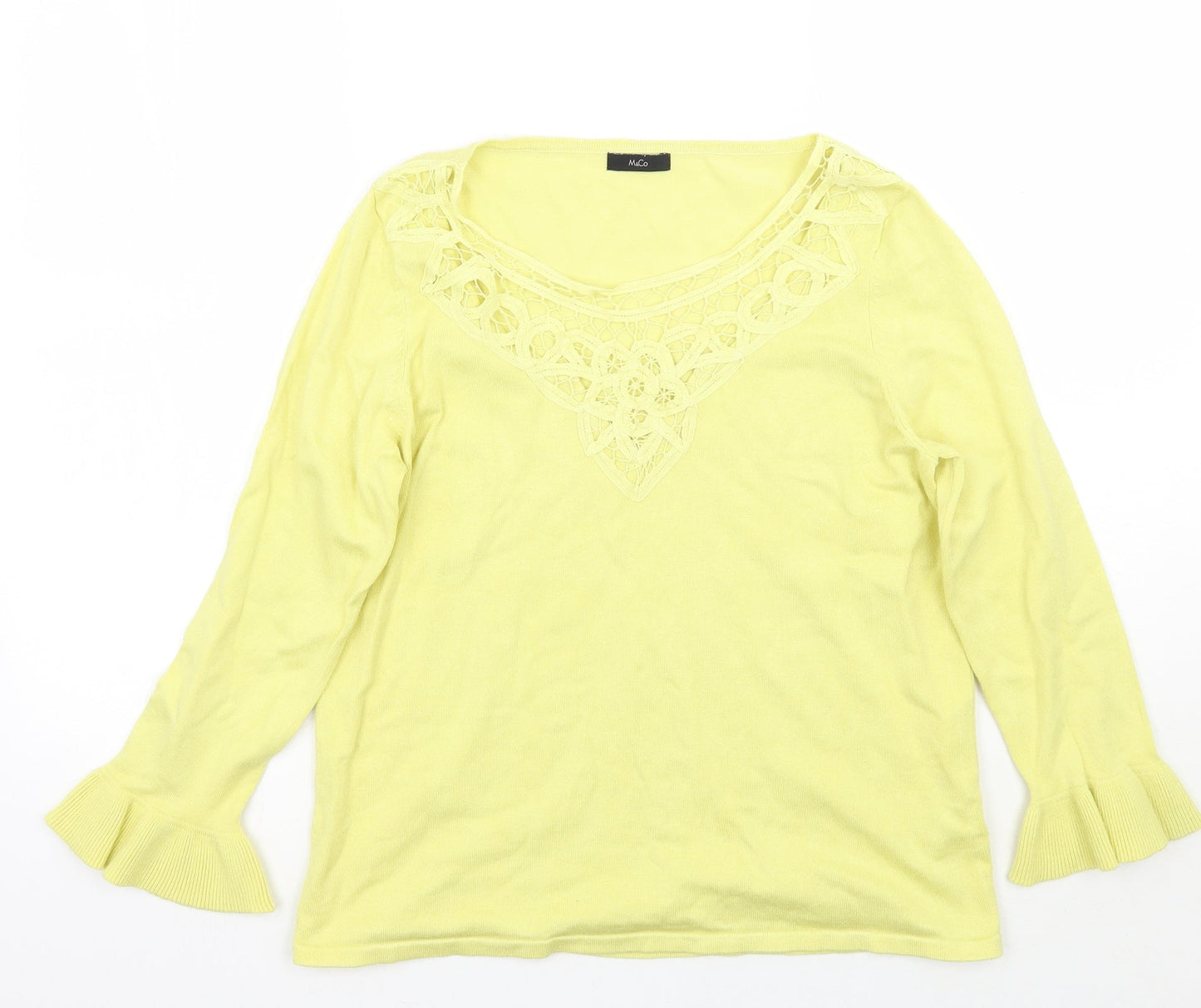Womens UK Size 14 M&Co Yellow Pullover Jumper