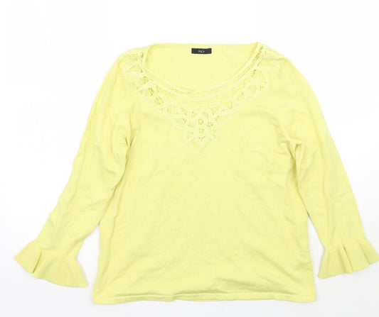 Womens UK Size 14 M&Co Yellow Pullover Jumper