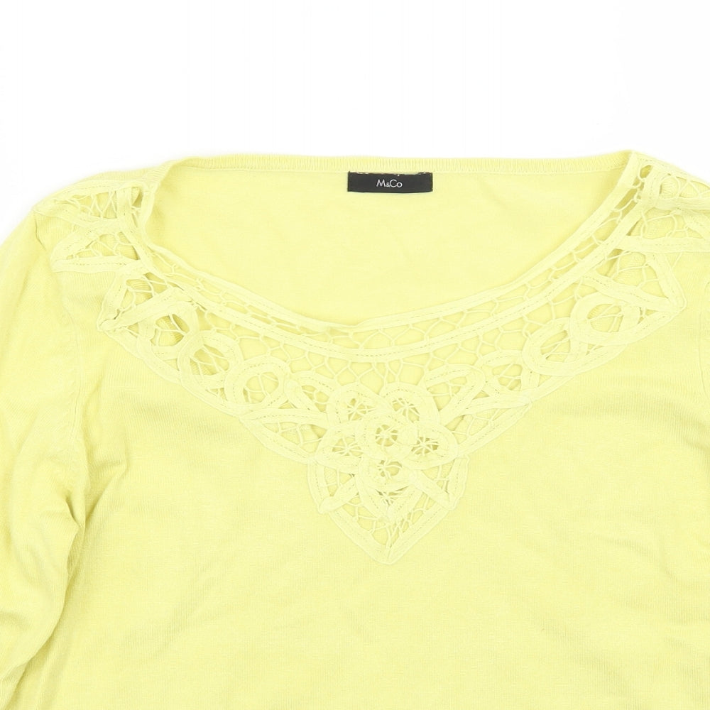Womens UK Size 14 M&Co Yellow Pullover Jumper