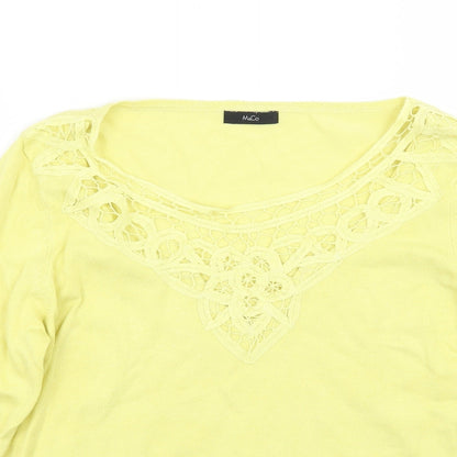 Womens UK Size 14 M&Co Yellow Pullover Jumper