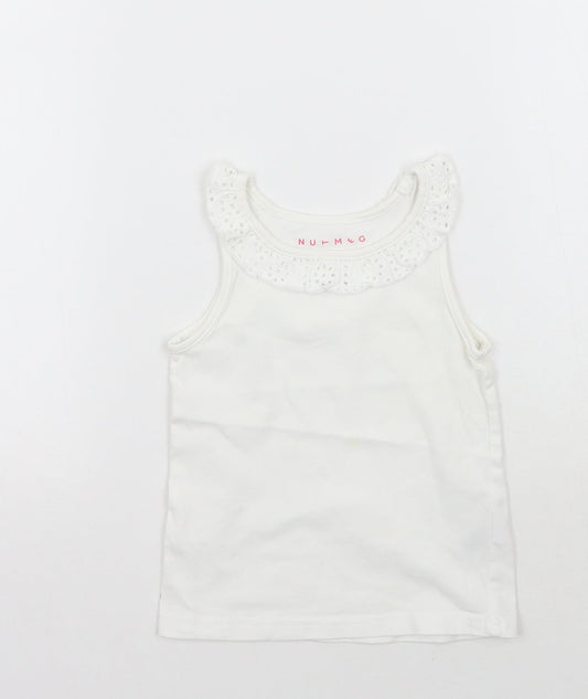 Nutmeg Girls White   Basic Tank Size 2 Years