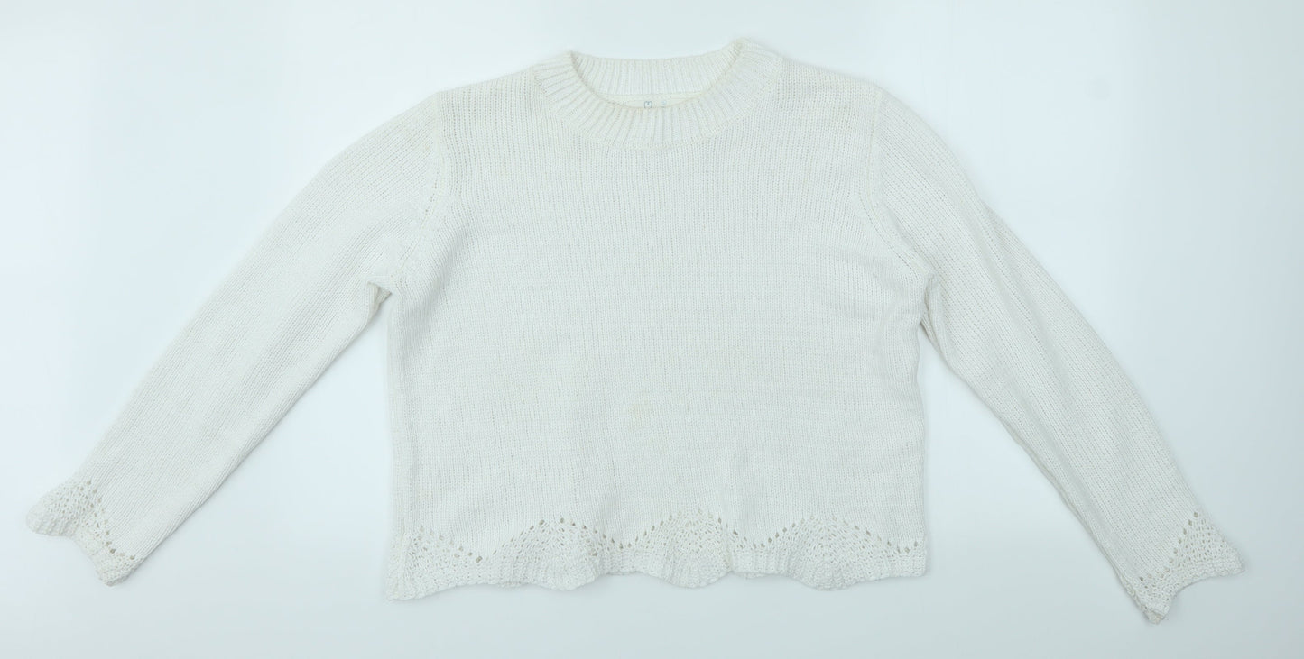 Primark Womens White   Pullover Jumper Size L