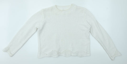 Primark Womens White   Pullover Jumper Size L