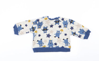 Nutmeg Boys Ivory Animal Print  Pullover Jumper Size 0-3 Months  - Bear Print