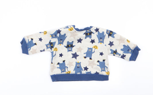 Nutmeg Boys Ivory Animal Print  Pullover Jumper Size 0-3 Months  - Bear Print