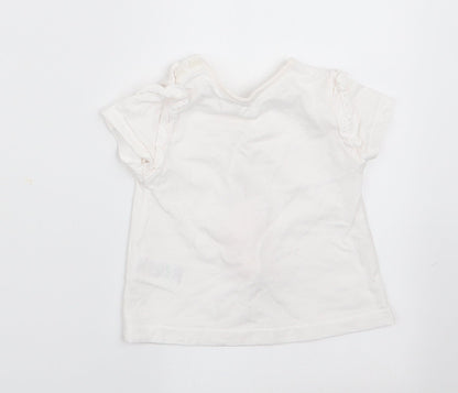 Matalan Girls Ivory Animal Print  Basic T-Shirt Size 3-6 Months  - Rabbit Logo