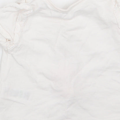 Matalan Girls Ivory Animal Print  Basic T-Shirt Size 3-6 Months  - Rabbit Logo