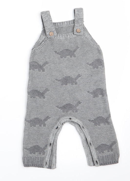 George Boys Grey Animal Print  Romper One-Piece Size 3-6 Months  - Dinasour Print