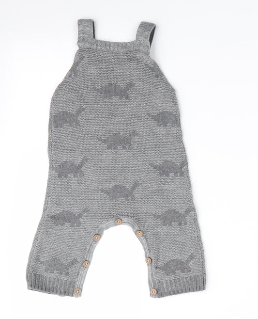 George Boys Grey Animal Print  Romper One-Piece Size 3-6 Months  - Dinasour Print