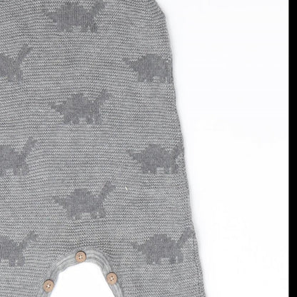 George Boys Grey Animal Print  Romper One-Piece Size 3-6 Months  - Dinasour Print