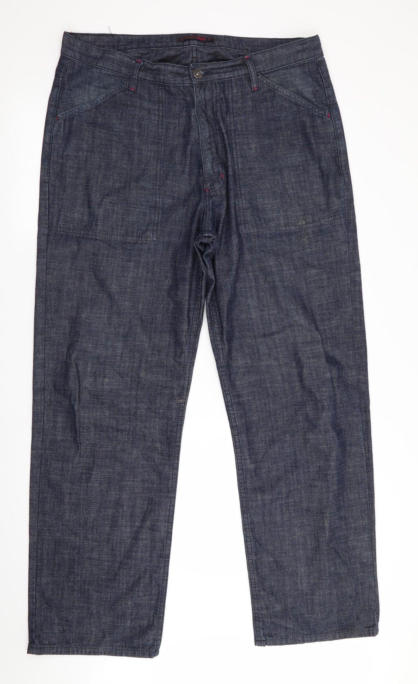 George Man Mens Blue   Trousers  Size 36 in L31 in - Wide Legged Denim Look