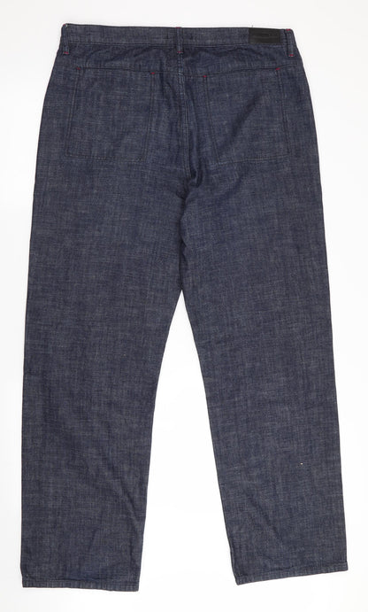 George Man Mens Blue   Trousers  Size 36 in L31 in - Wide Legged Denim Look