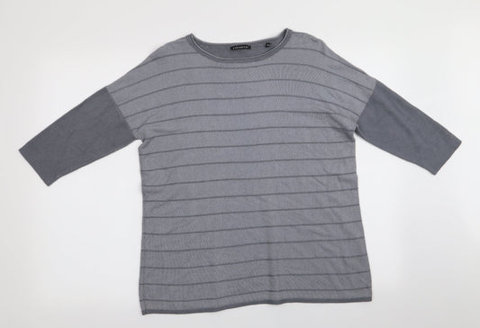 One More Story Womens Grey Striped  Pullover Jumper Size 6