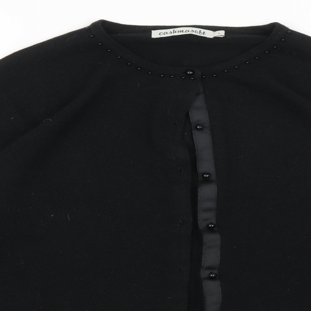 Womens UK Size L cashmasoft Black Cardigan Jumper