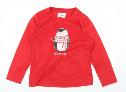 F&F Womens Red   Top Pyjama Top Size S  - Christmas