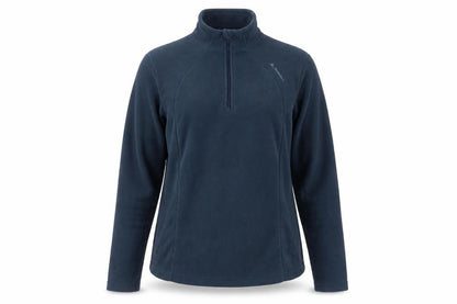 Front view of Quechun women’s blue pullover sweatshirt, size M
