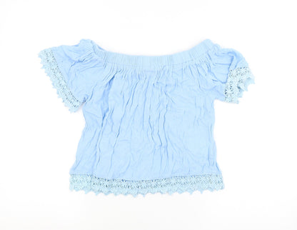 Womens UK Size 6 Select Blue Cropped Blouse
