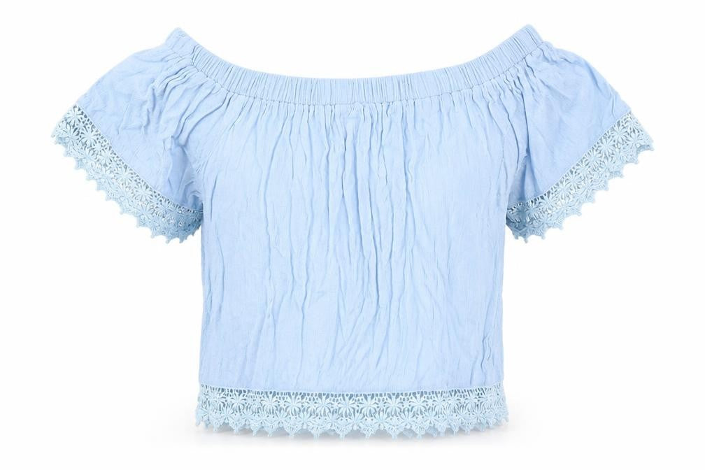 Womens UK Size 6 Select Blue Cropped Blouse