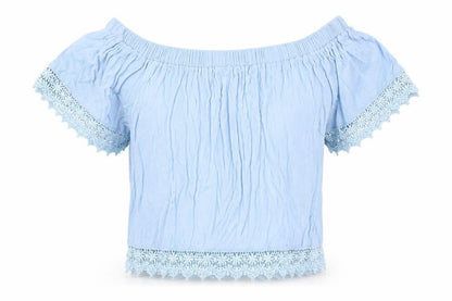 Womens UK Size 6 Select Blue Cropped Blouse