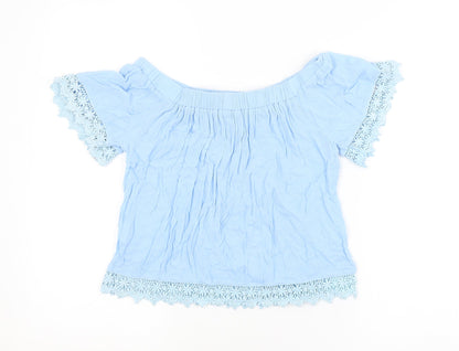 Womens UK Size 6 Select Blue Cropped Blouse