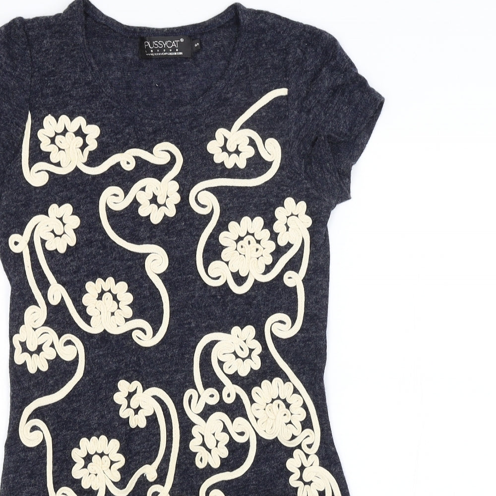 Womens UK Size S Pussycat London Blue Basic Blouse