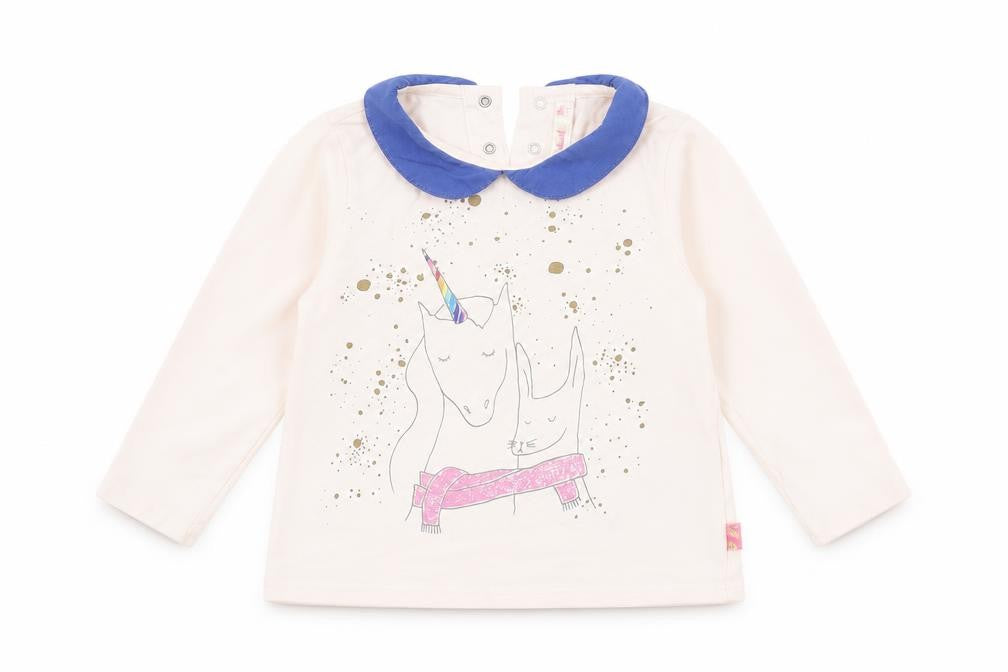 Billieblush Girls Pink   Basic T-Shirt Size 12-18 Months  - UNICORN