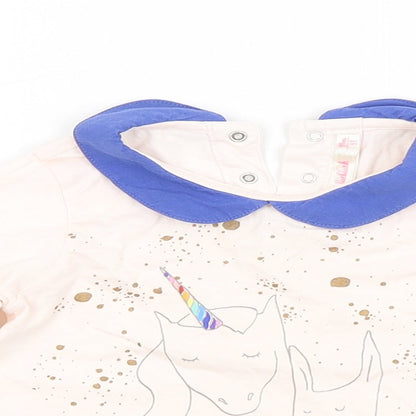 Billieblush Girls Pink   Basic T-Shirt Size 12-18 Months  - UNICORN