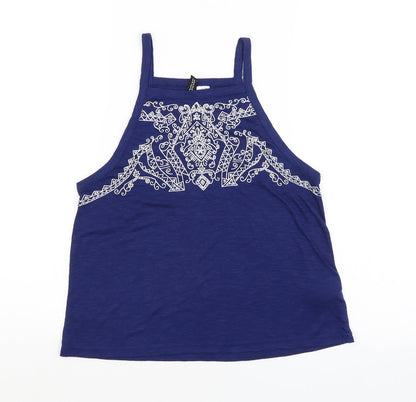 Womens UK Size S H&M Blue Basic Tank