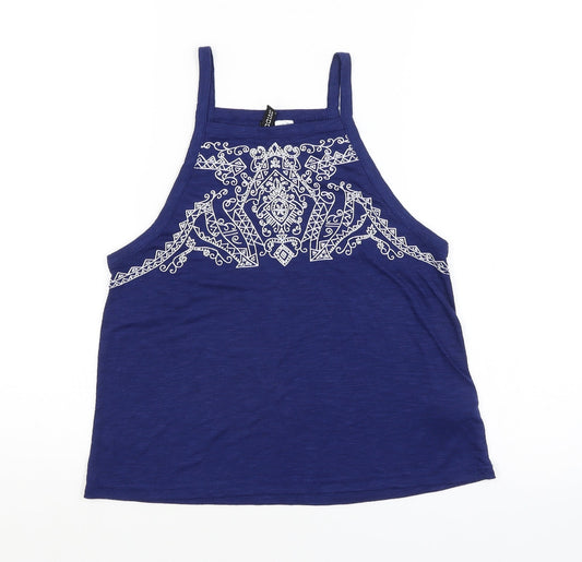 Womens UK Size S H&M Blue Basic Tank
