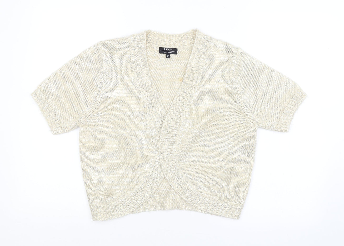 Womens UK Size 10 Papaya Beige Cardigan Jumper
