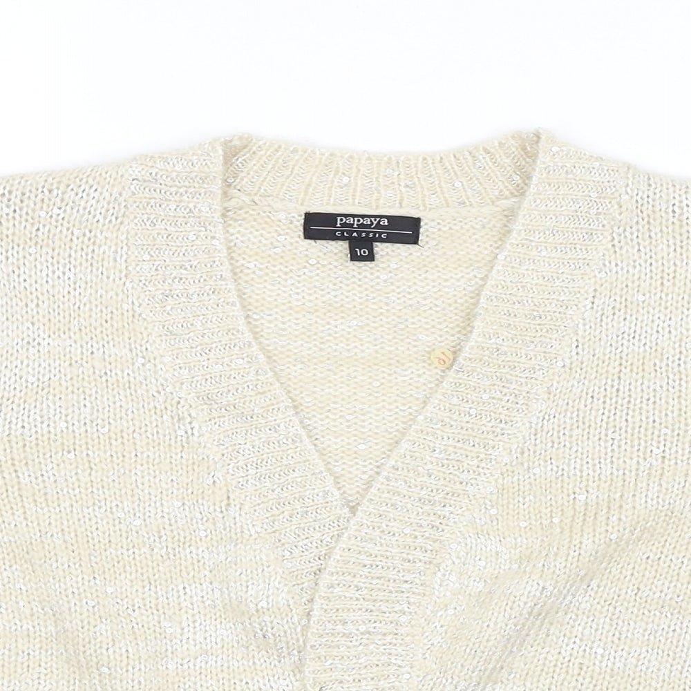 Womens UK Size 10 Papaya Beige Cardigan Jumper